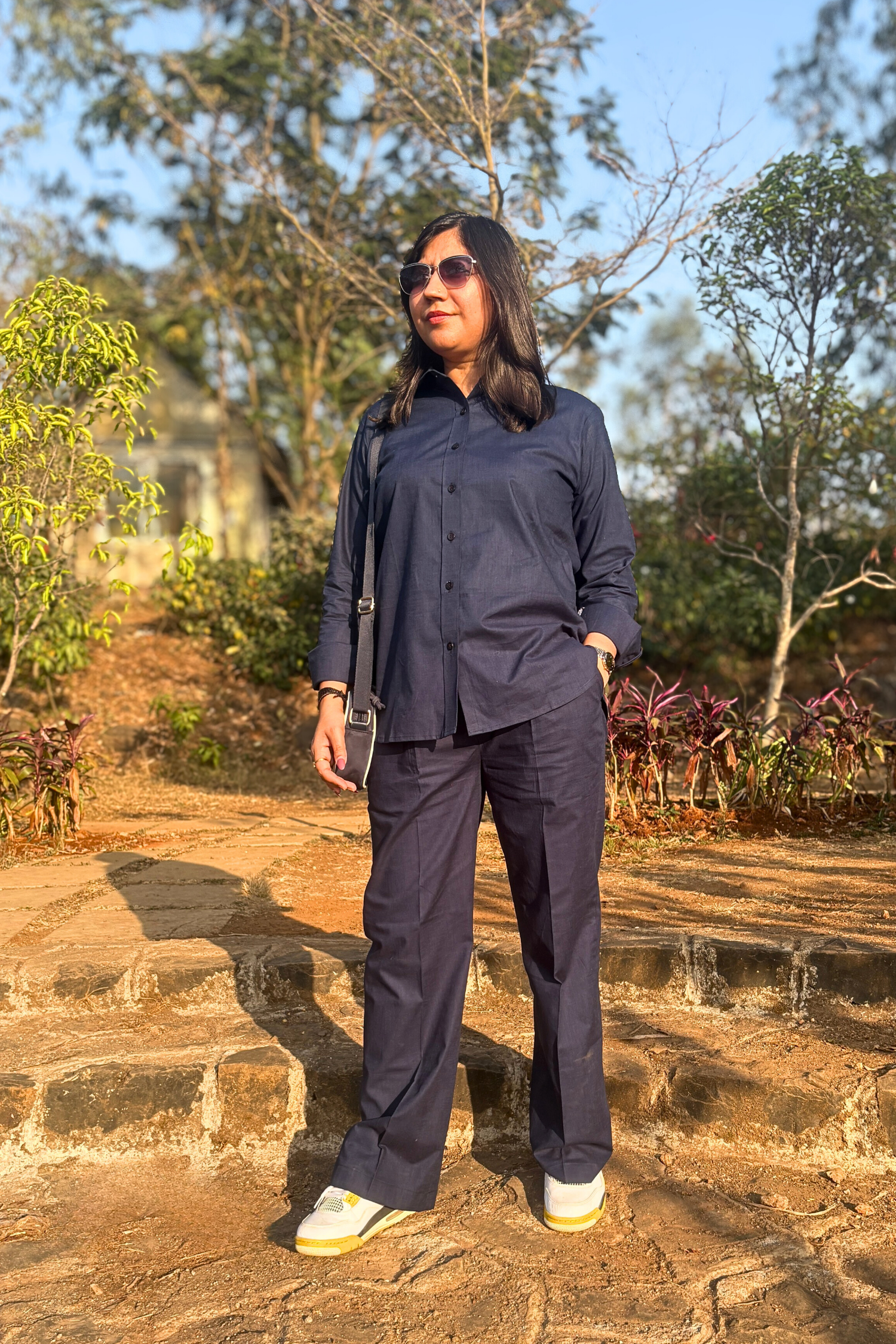 The Calm: Shirt Co-ord Set in Navy Blue