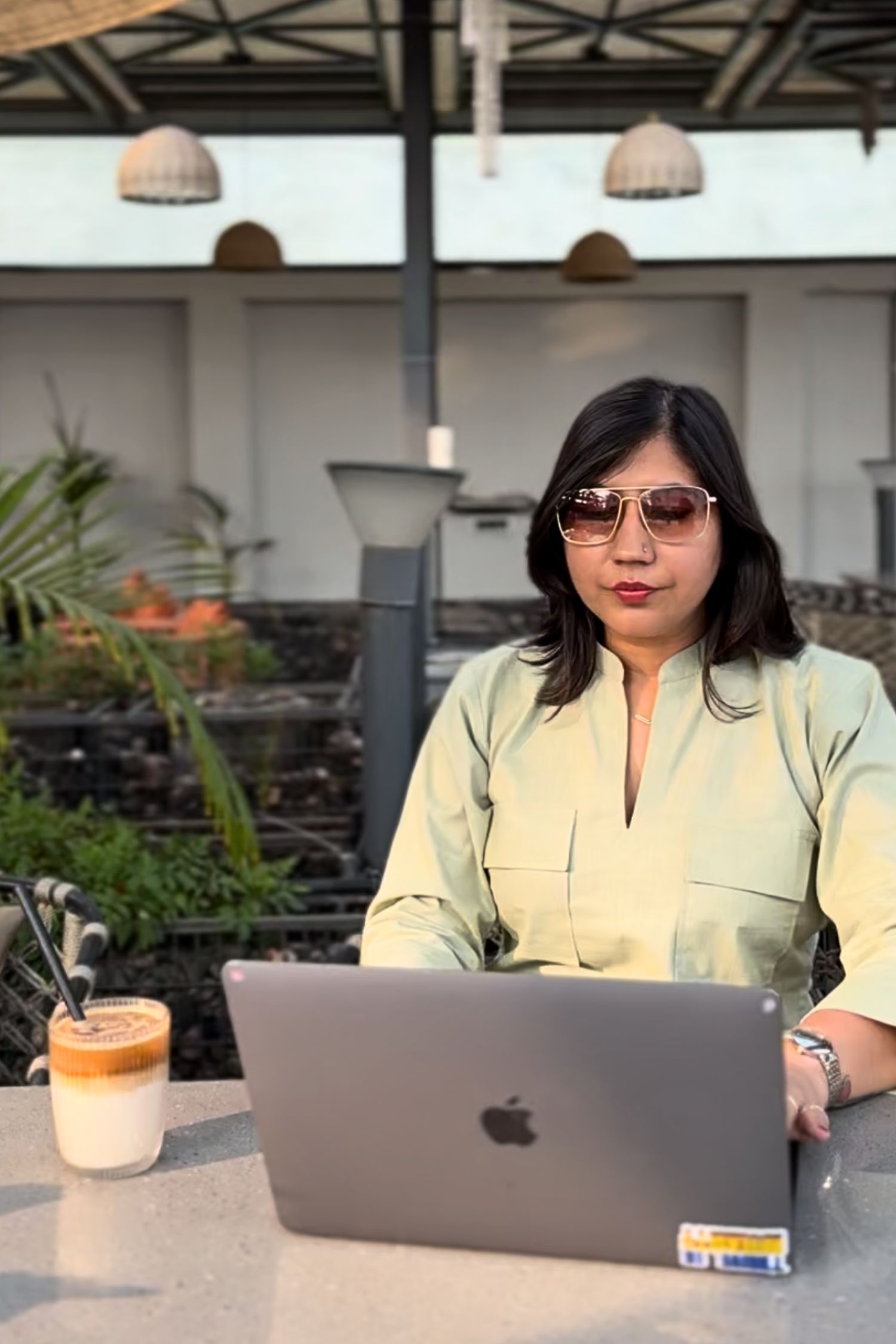 Cherry Blossom: Kurta Set in Matcha Green