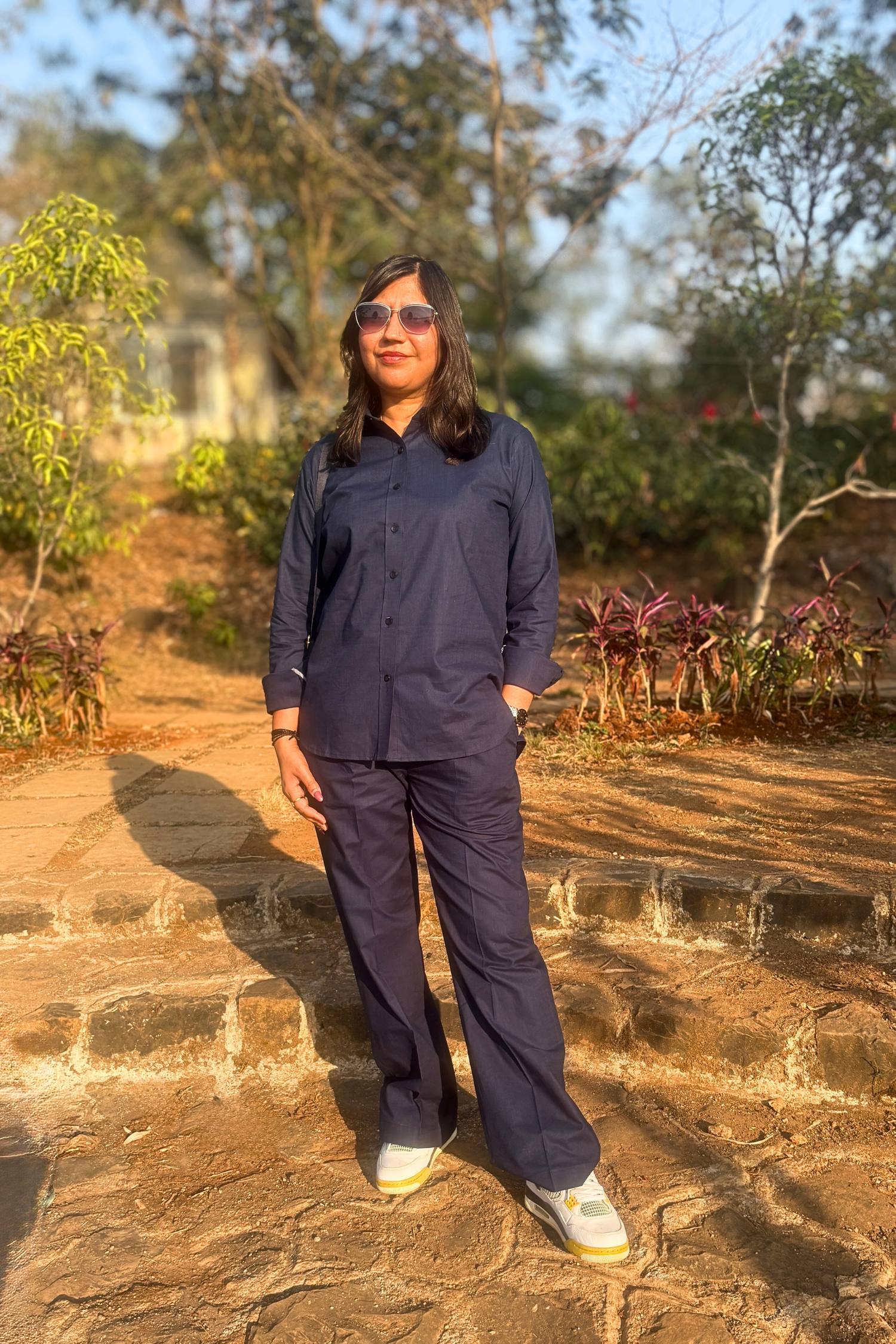 The Calm: Shirt Co-ord Set in Navy Blue