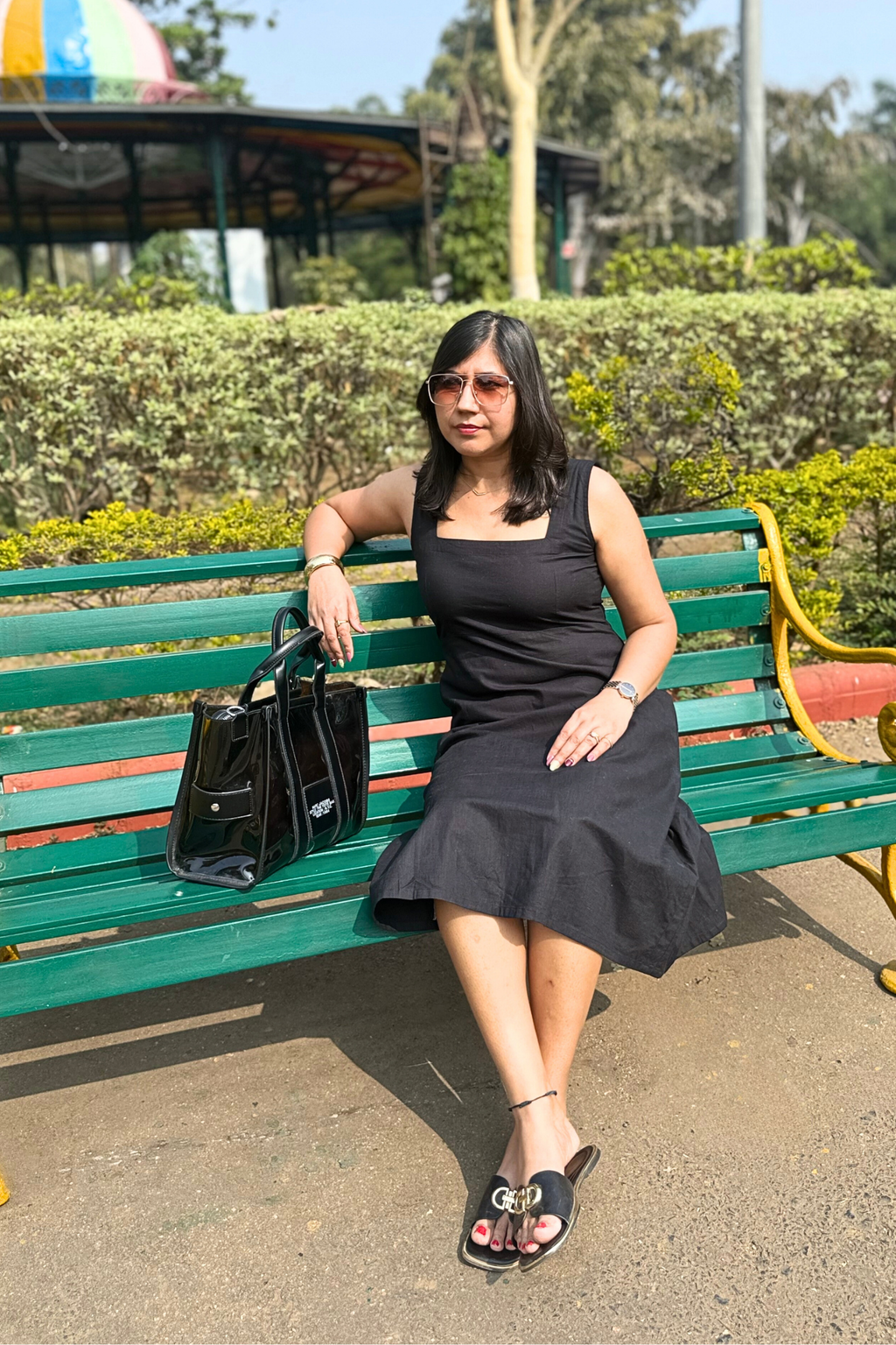 Gupshup: Mid Length Dress in Black