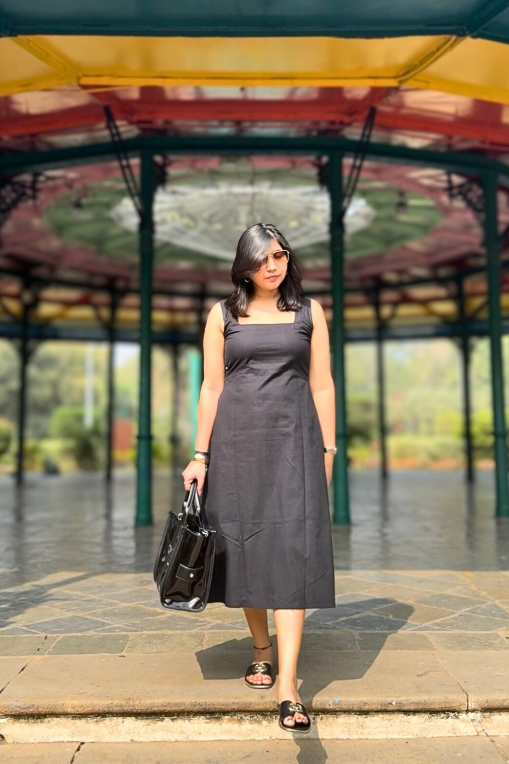 Gupshup: Mid Length Dress in Black