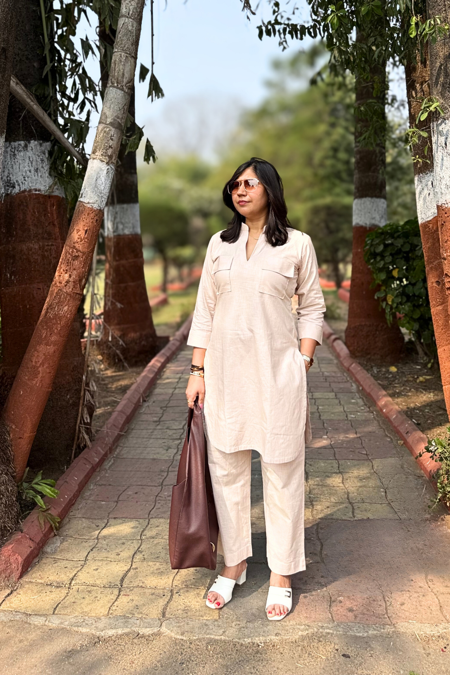 Cherry Blossom: Kurta Set in Baby Pink