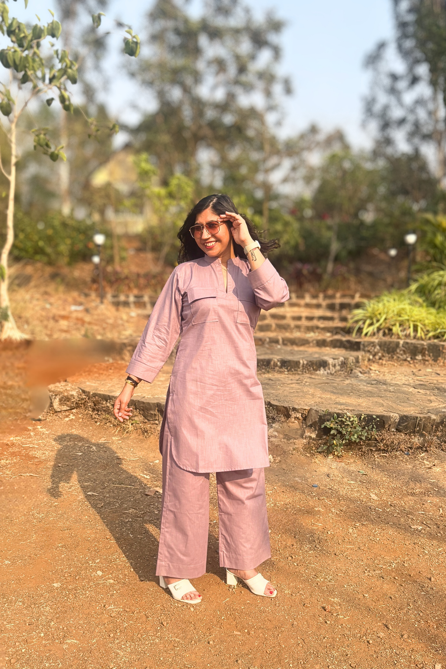 Cherry Blossom: Co-ord Set in Dark Lavender