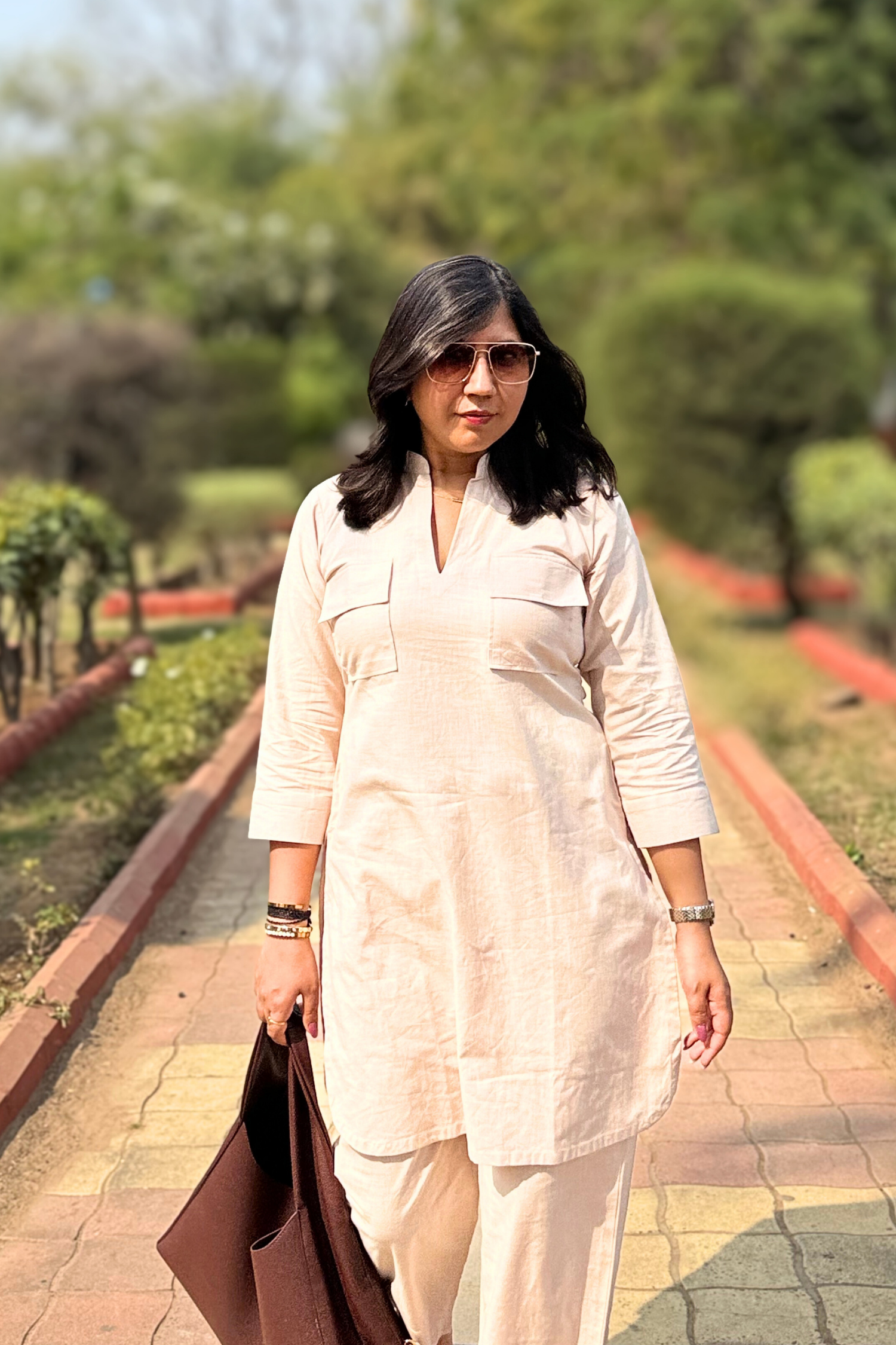 Cherry Blossom: Kurta Set in Baby Pink