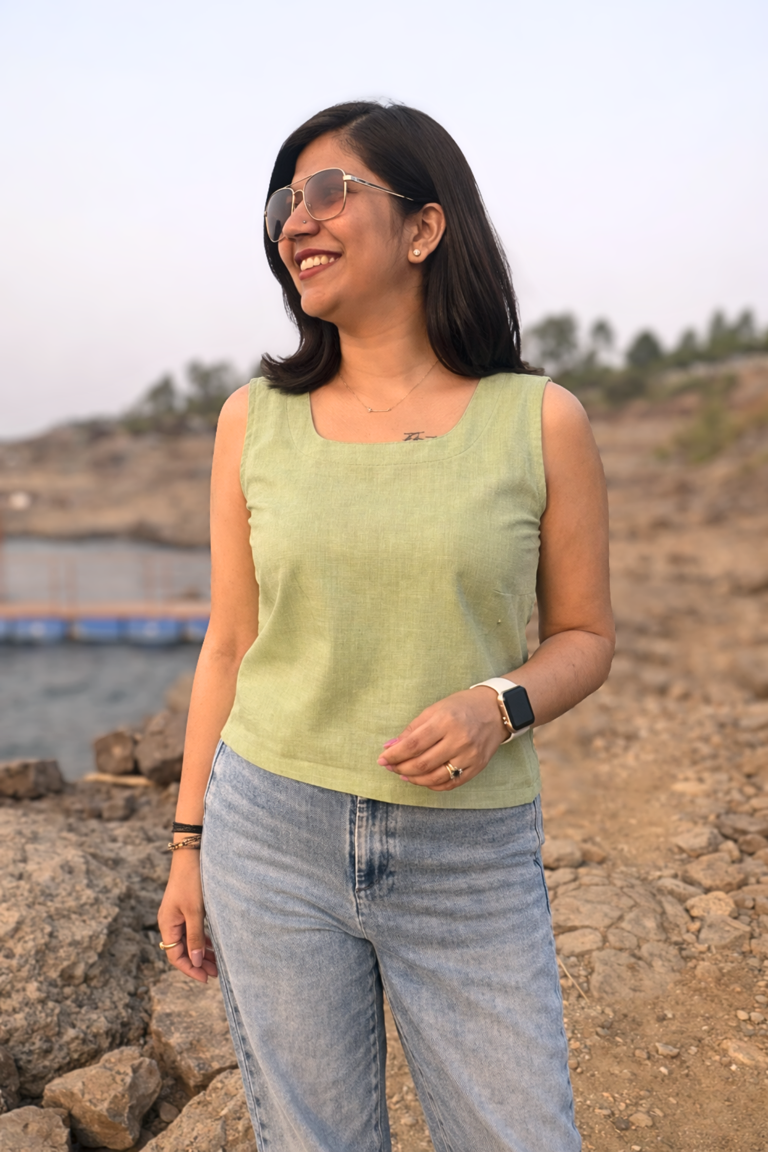 Sundance: Solid Top in Matcha Green