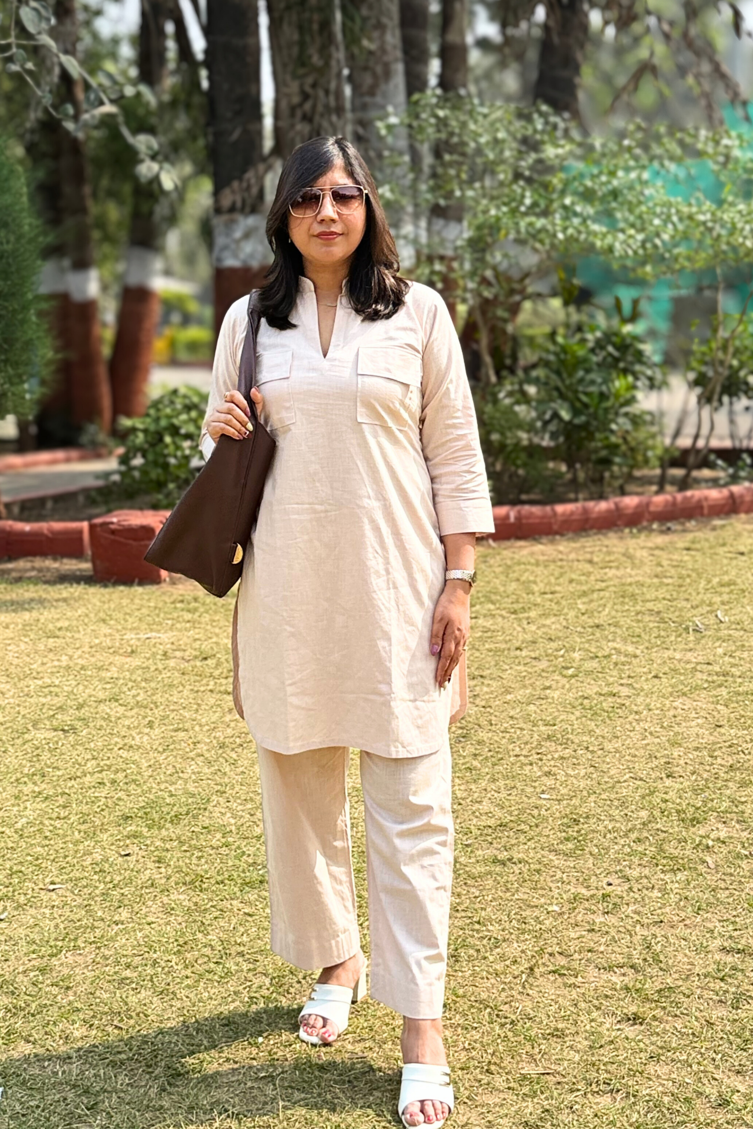 Cherry Blossom: Kurta Set in Baby Pink
