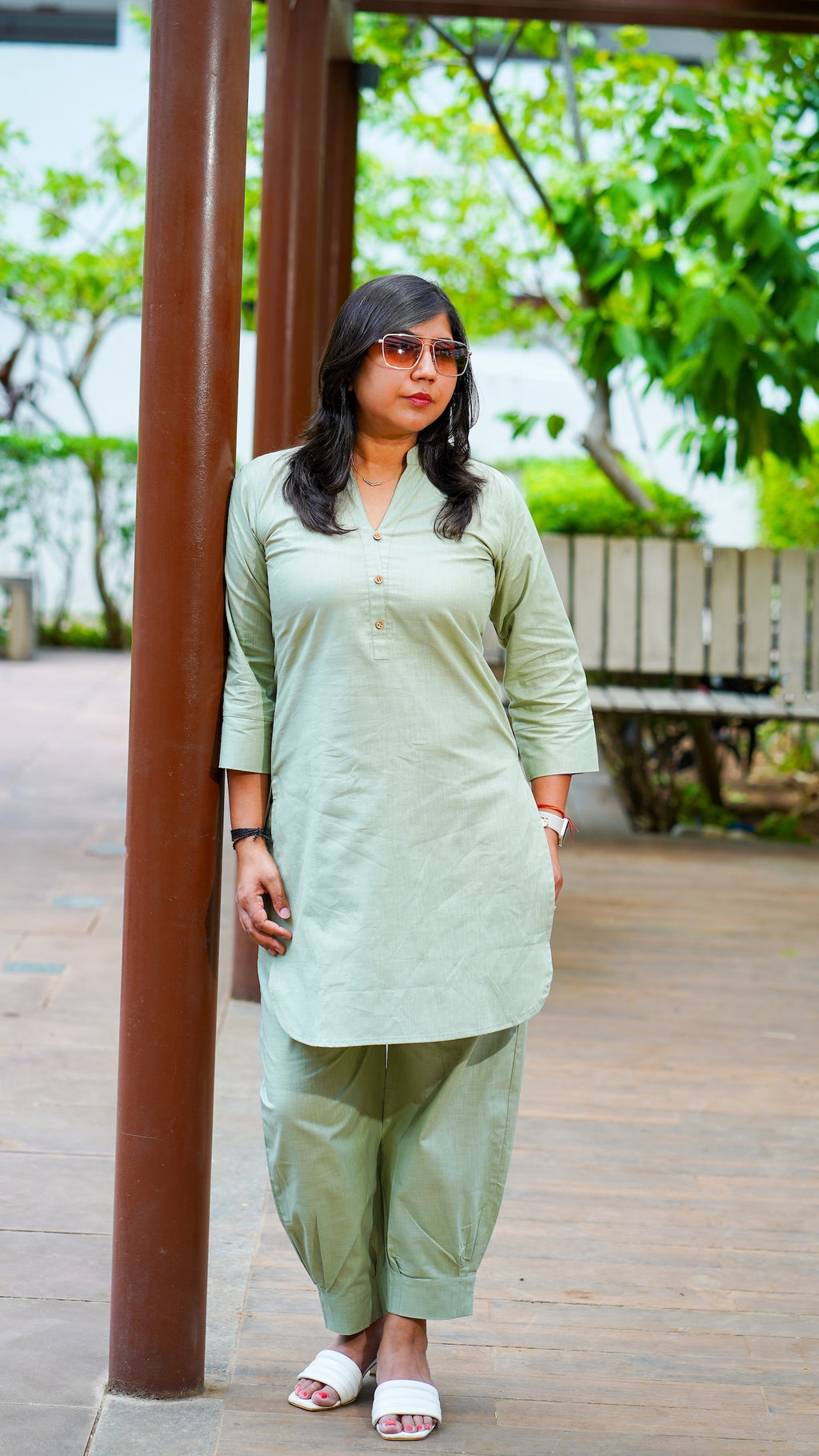 Desi Summer: Co-ord Set in Matcha Green