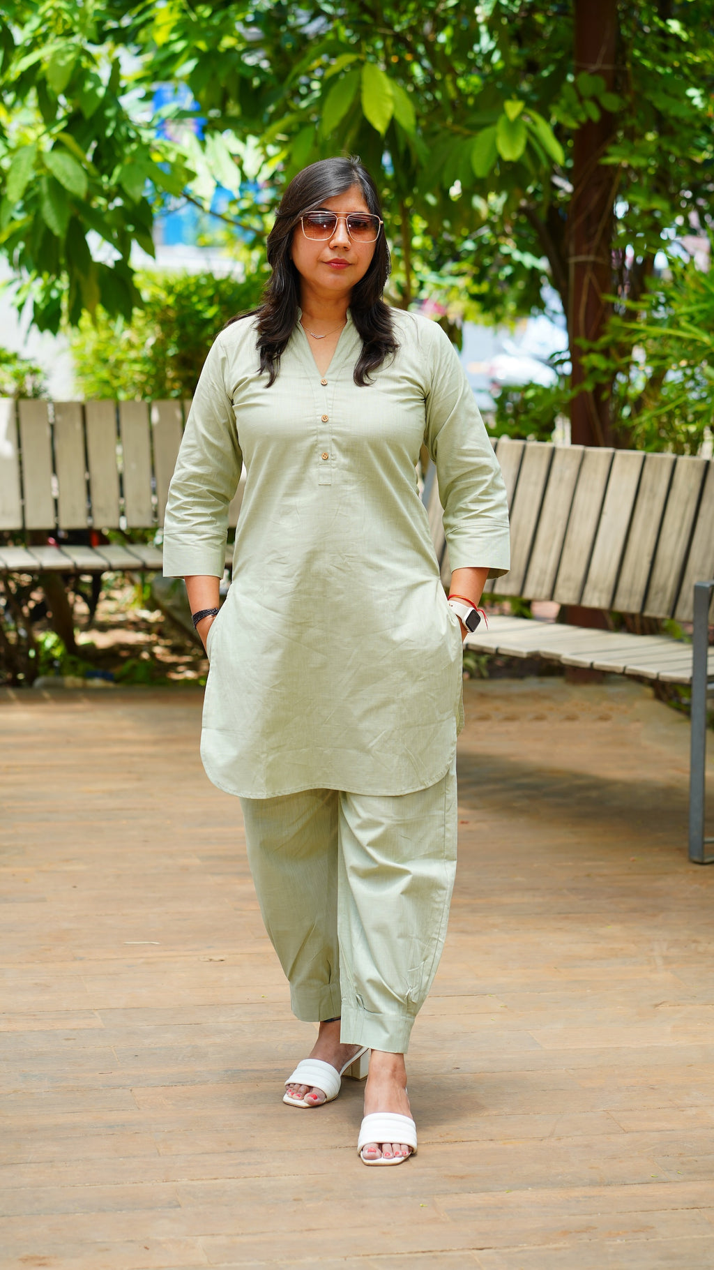 Desi Summer: Co-ord Set in Matcha Green