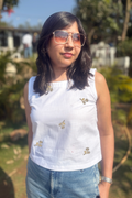Sundance: Embroidered Top in White and Beige