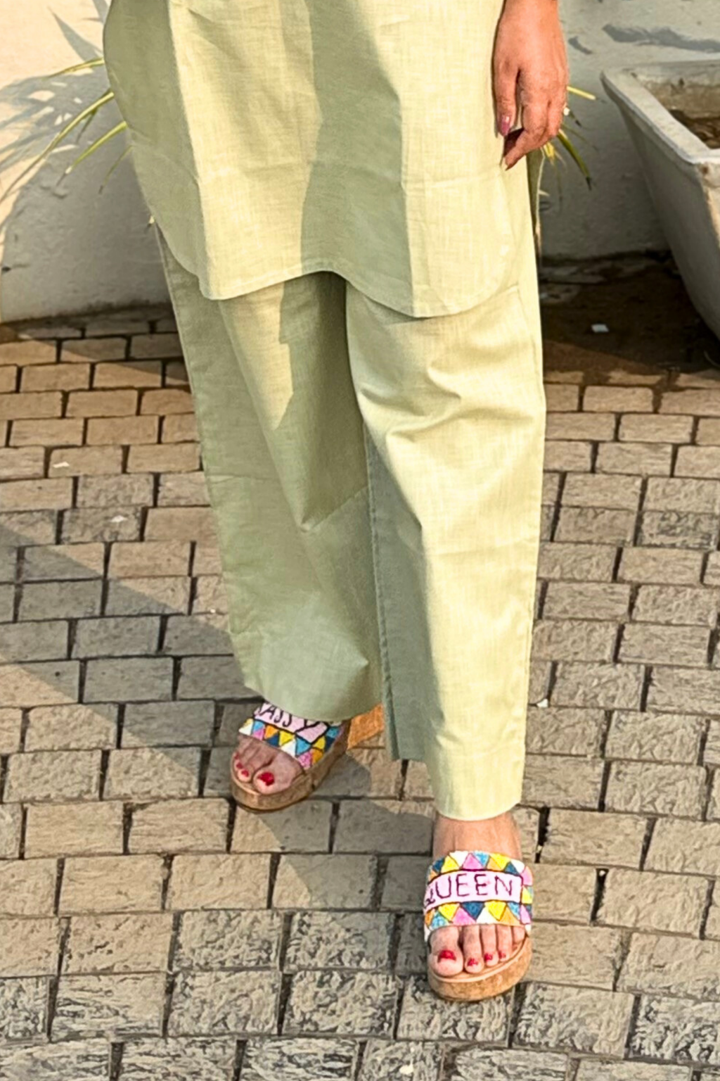 Cherry Blossom: Pants in Matcha Green