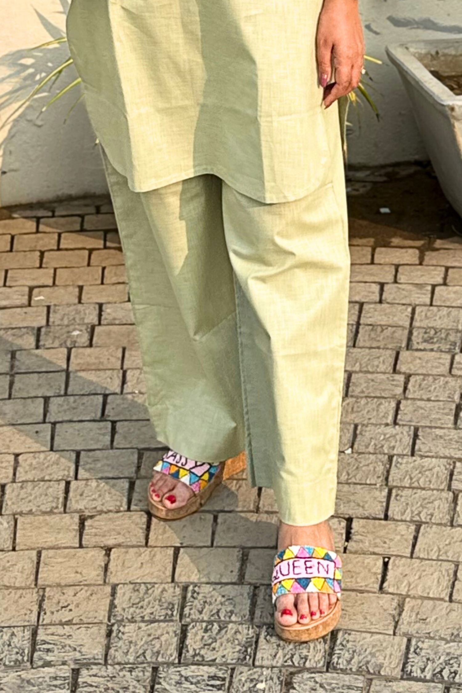 Cherry Blossom: Pants in Matcha Green