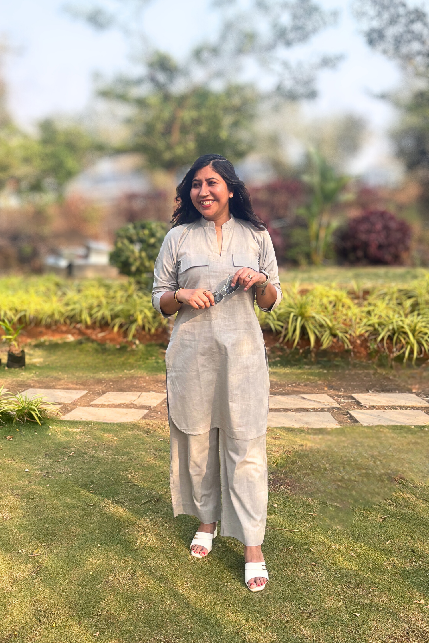 Cherry Blossom: Pants in Light Grey
