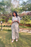 Cherry Blossom: Kurta in Light Grey