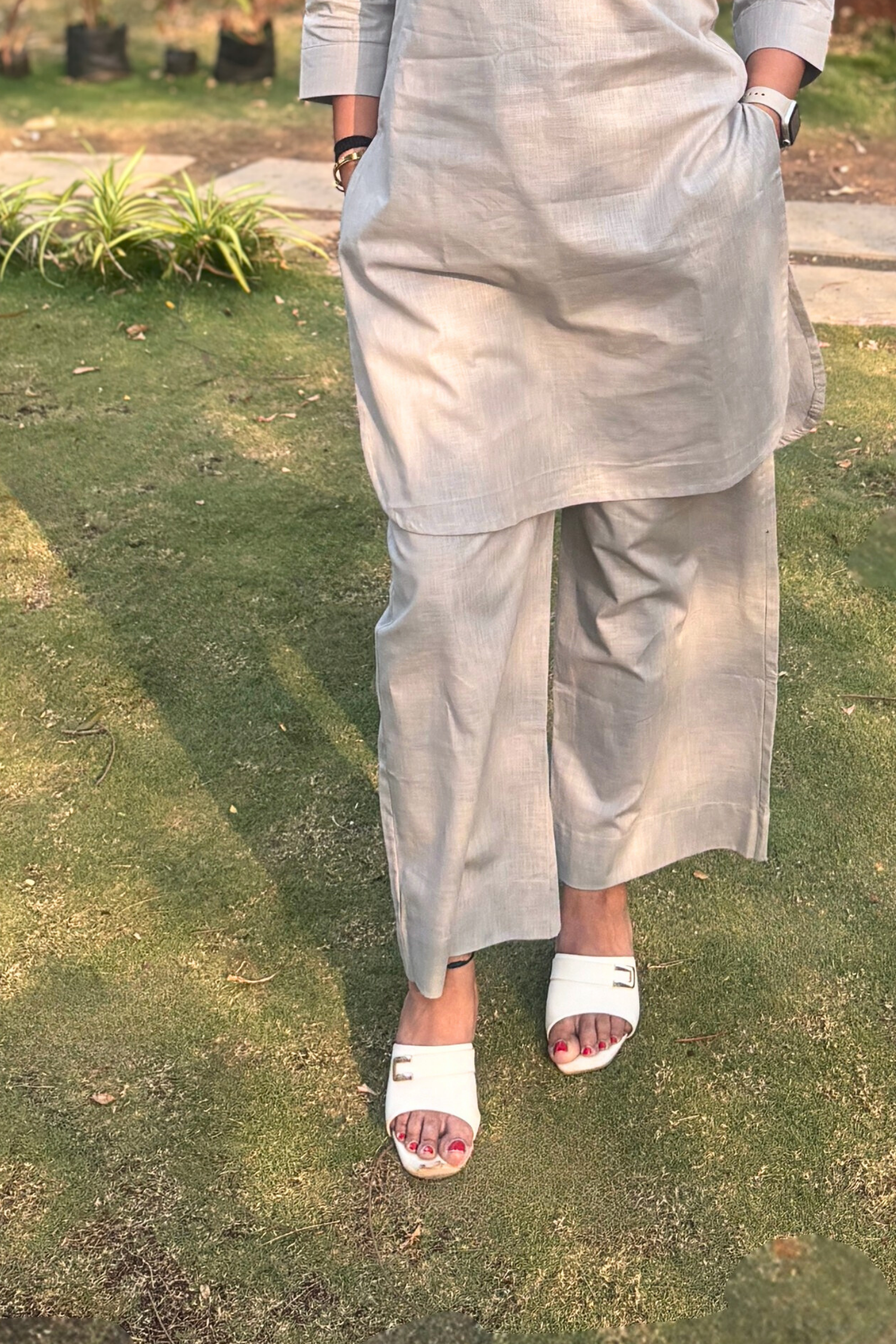 Cherry Blossom: Pants in Light Grey