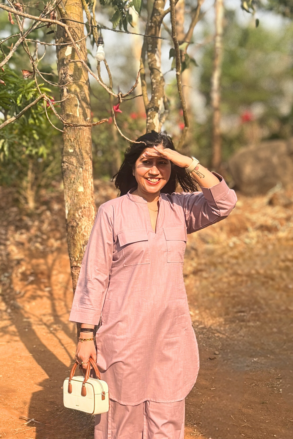 Cherry Blossom: Kurta in Dark Lavender