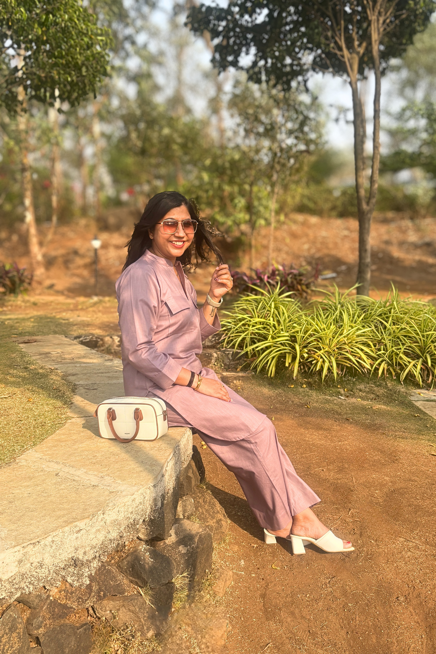 Cherry Blossom: Kurta in Dark Lavender