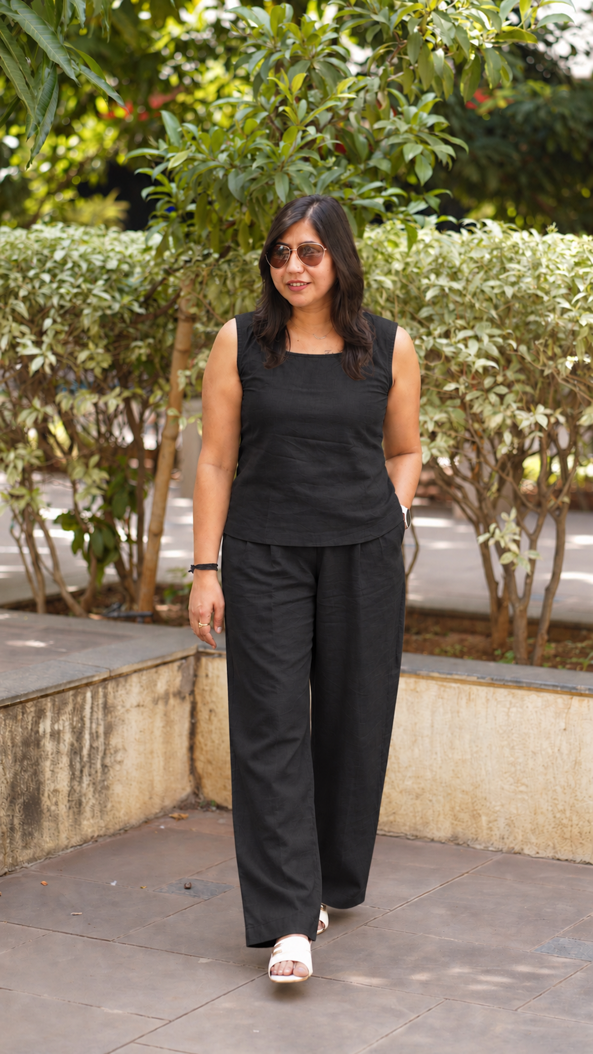 SLO-MO: Side Button Tank Top in Black