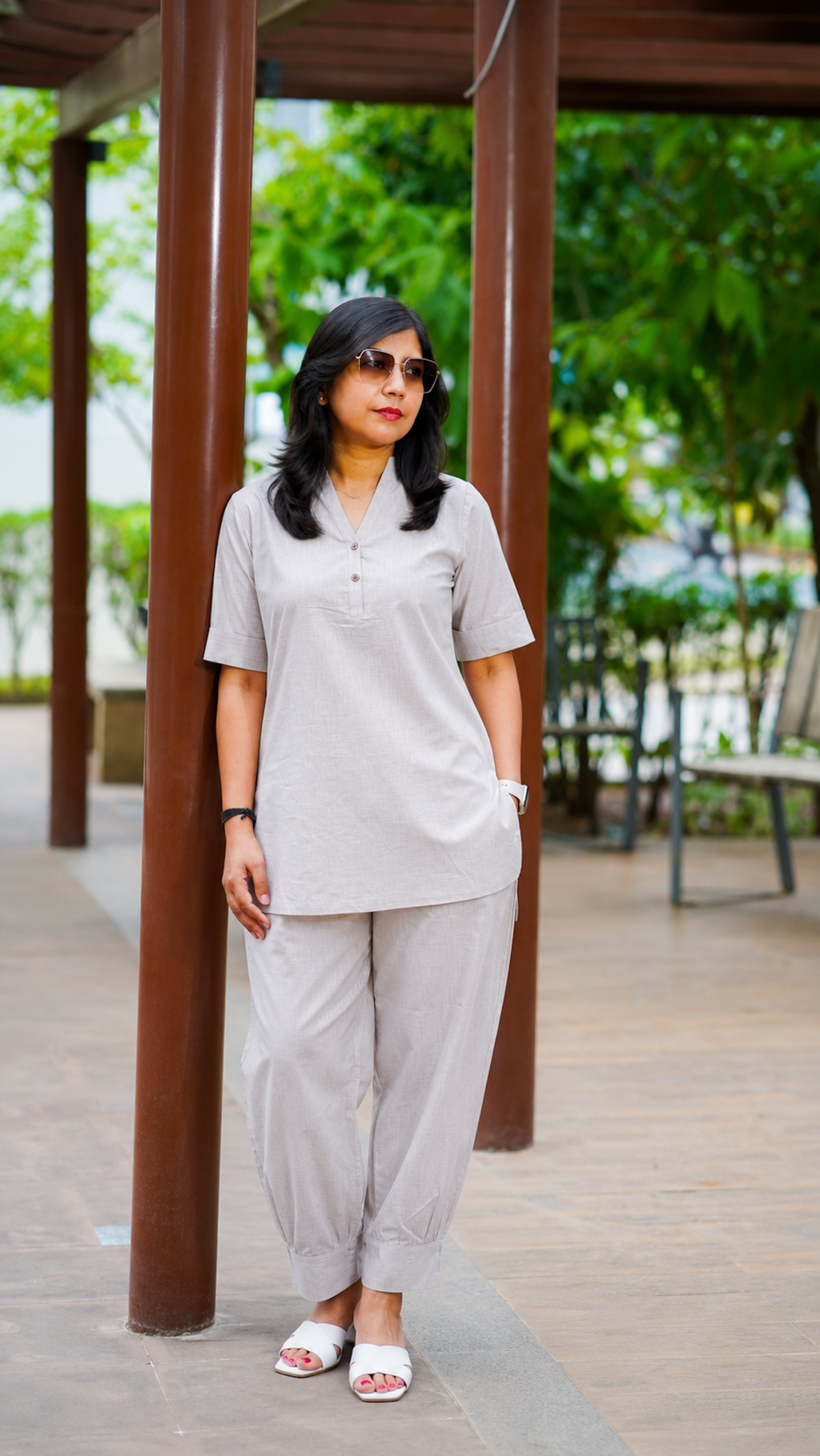 Desi Summer: Co-ord Set in Light Grey