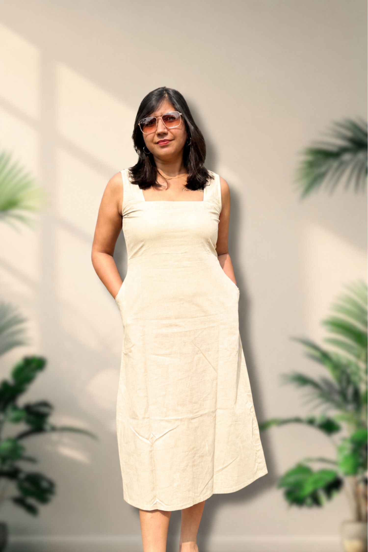 Gupshup: Mid Length Dress in Yellow