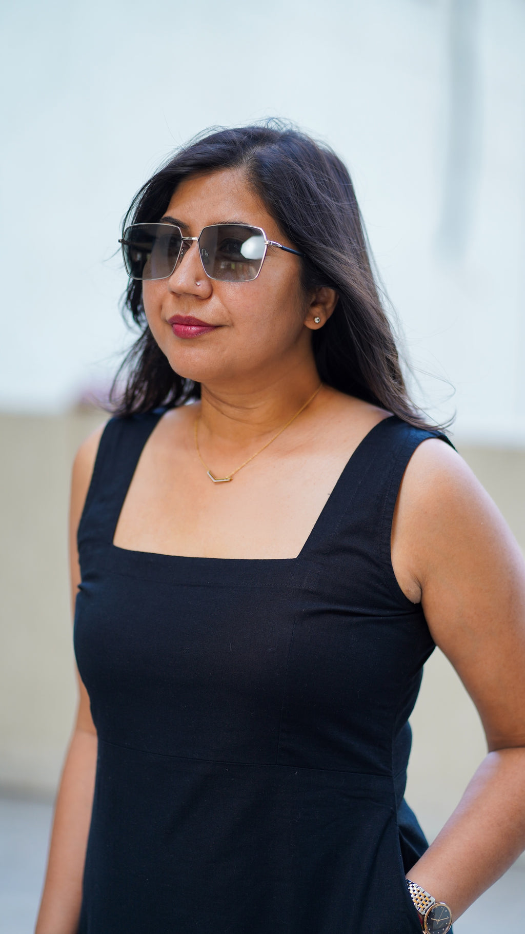 Gupshup: Mid Length Dress in Black