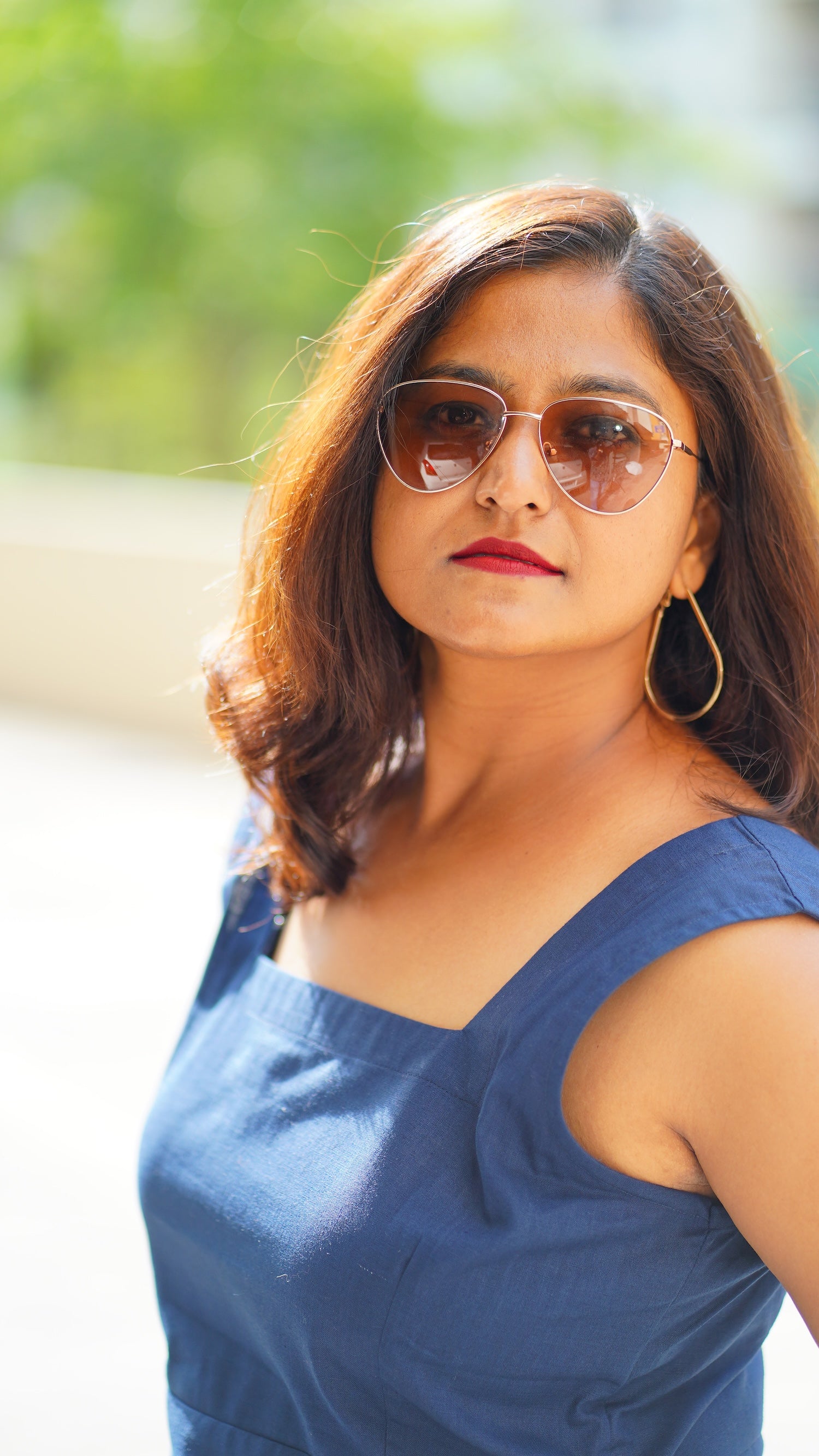 Gupshup: Mid Length Dress in Navy Blue