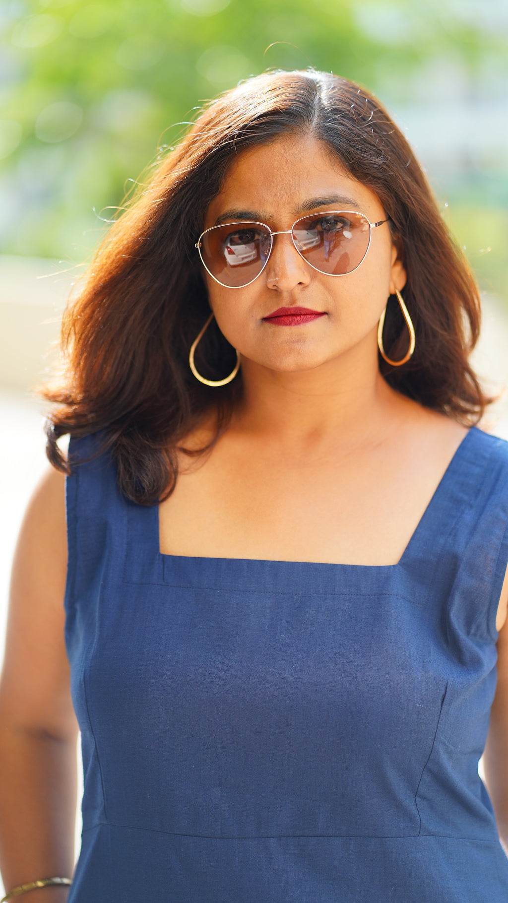 Gupshup: Mid Length Dress in Navy Blue