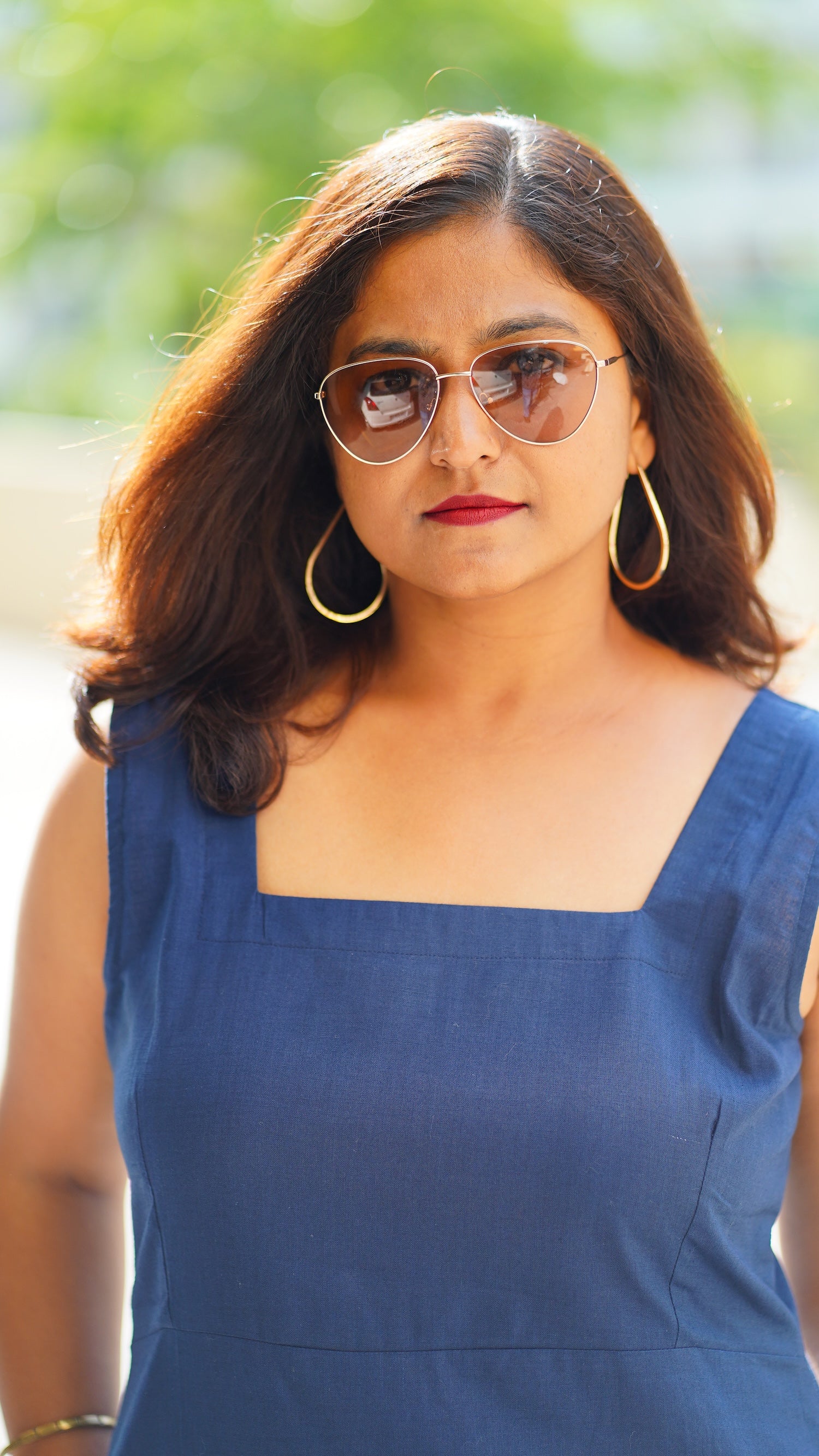Gupshup: Mid Length Dress in Navy Blue