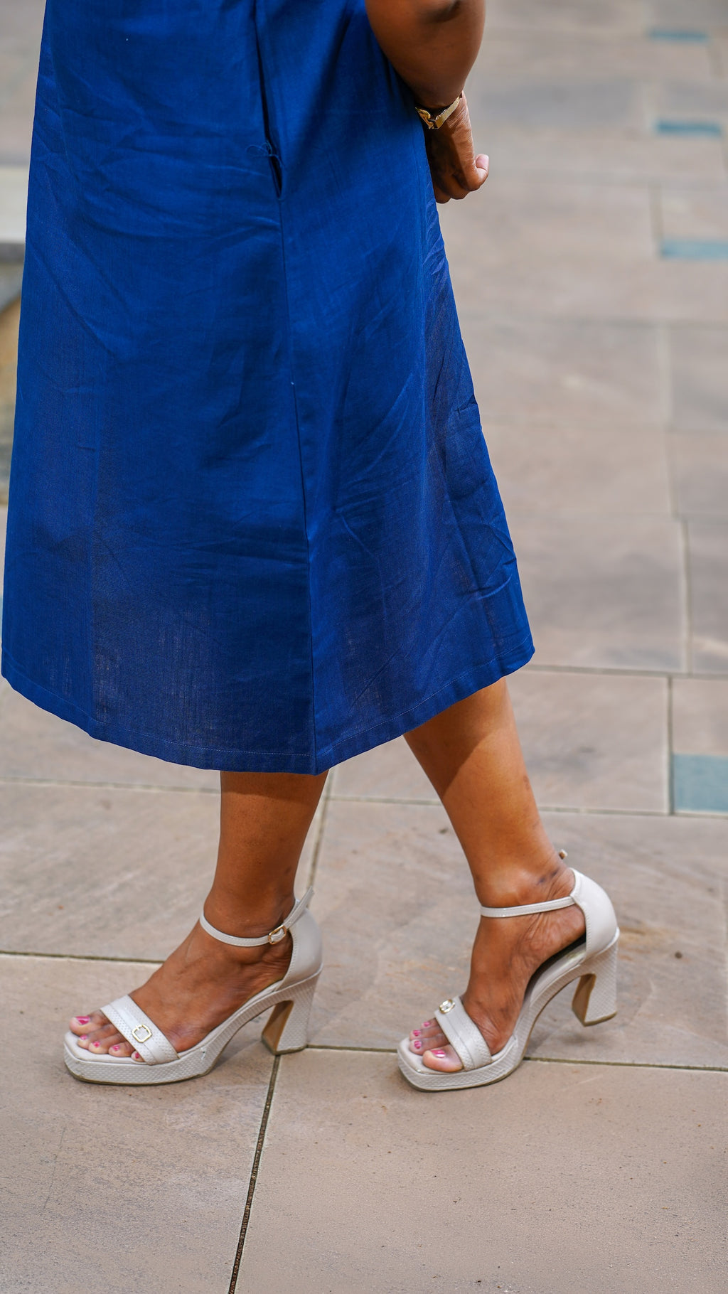 Gupshup: Mid Length Dress in Navy Blue