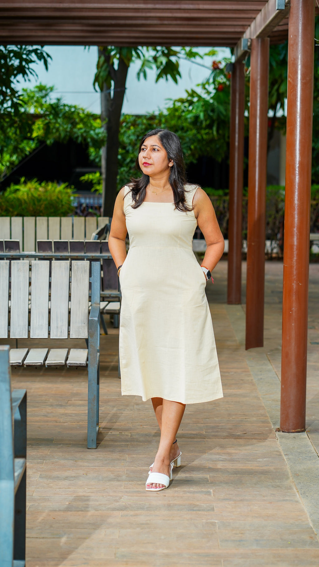 Gupshup: Mid Length Dress in Yellow