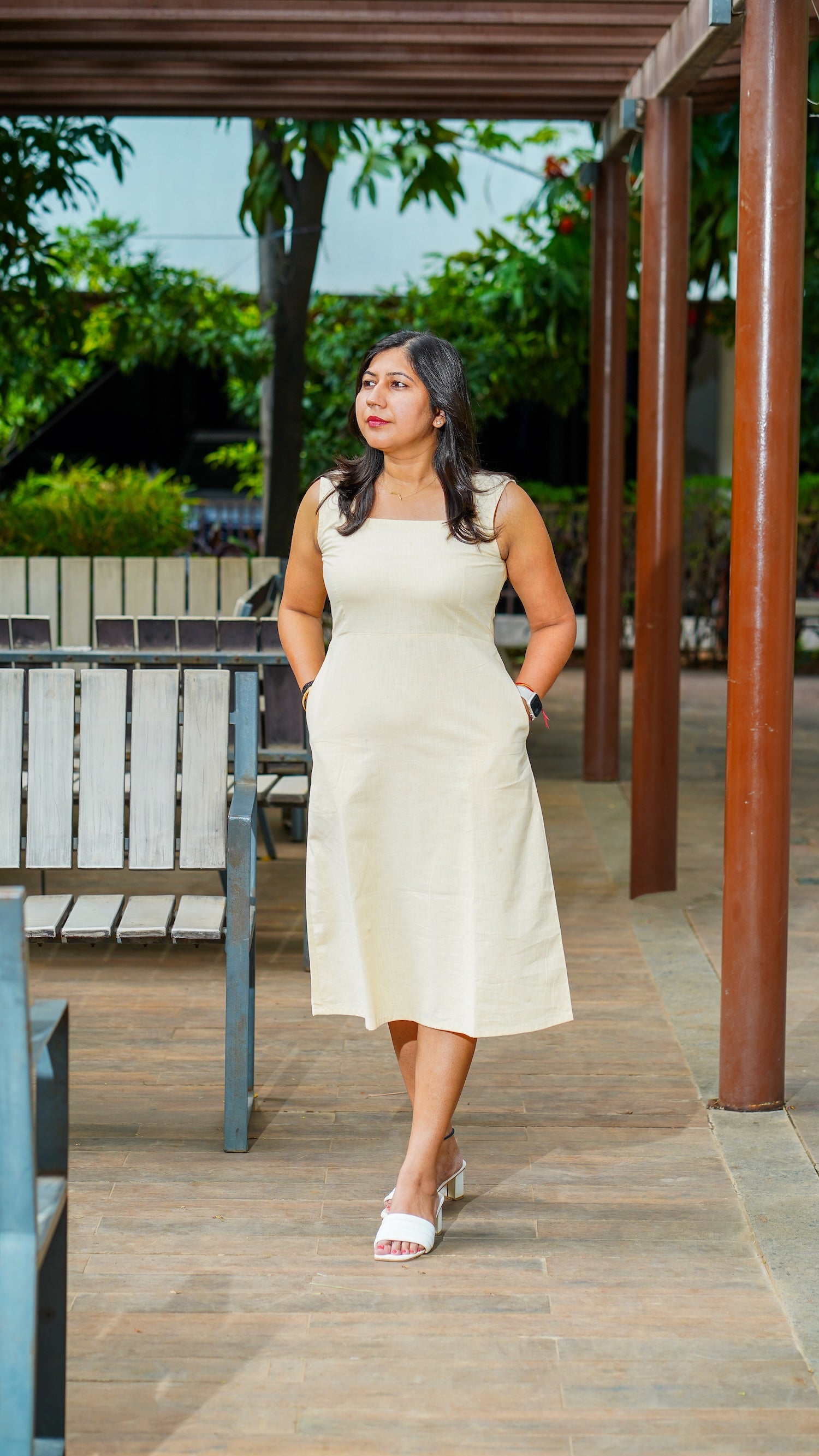 Gupshup: Mid Length Dress in Yellow