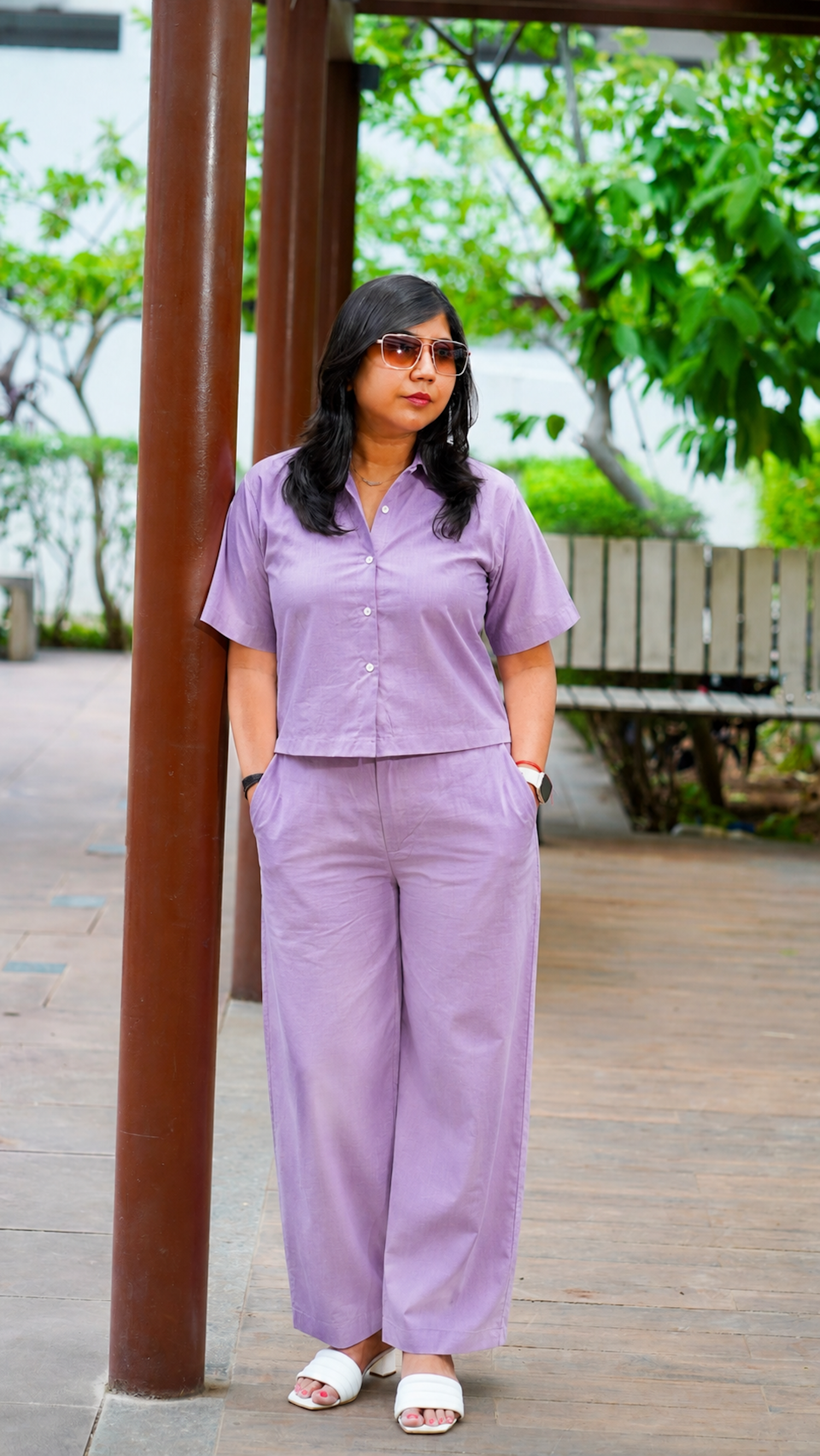 The Calm: Shirt Co-ord Set in Lavender