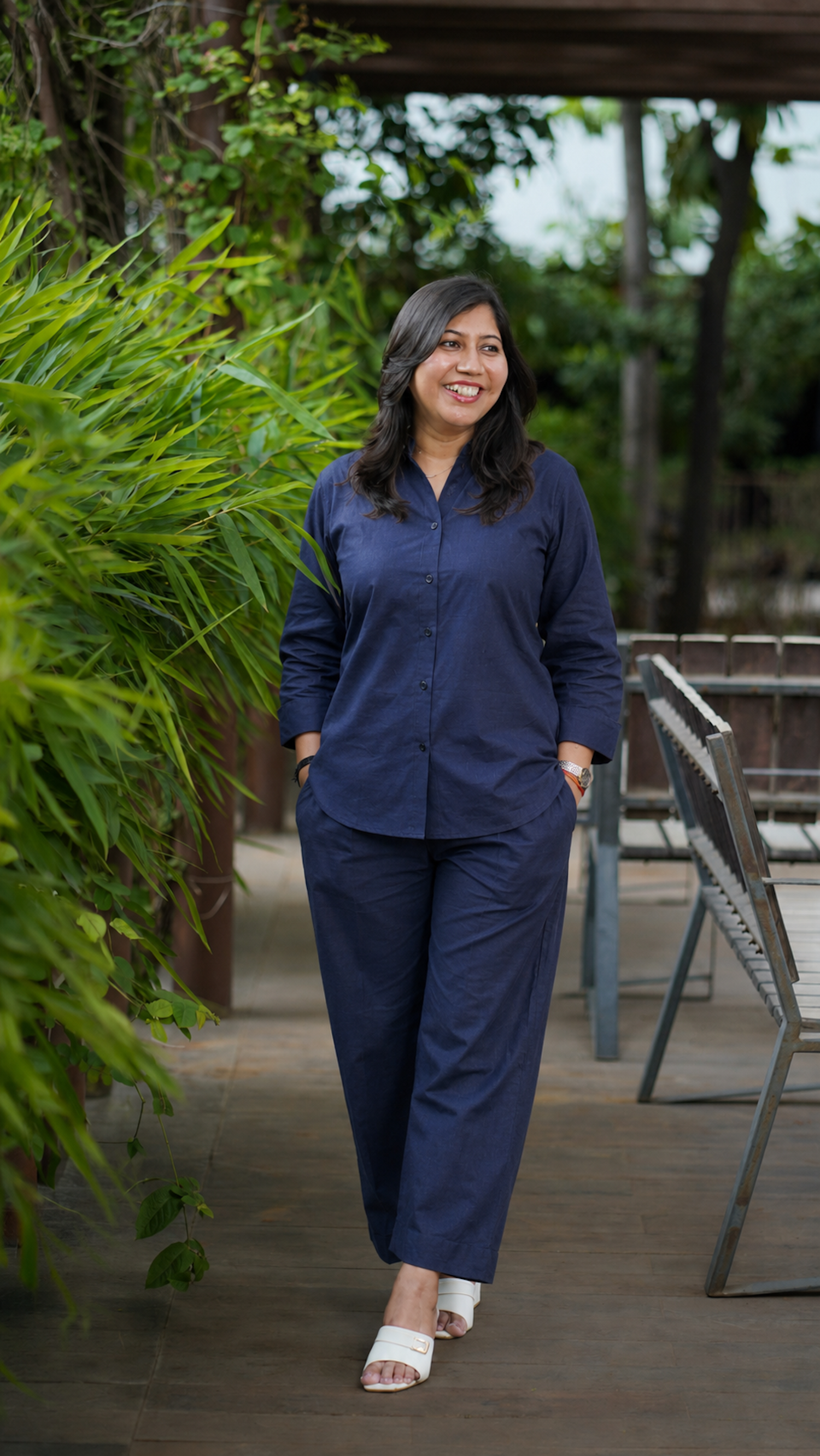 The Calm: Shirt Co-ord Set in Navy Blue