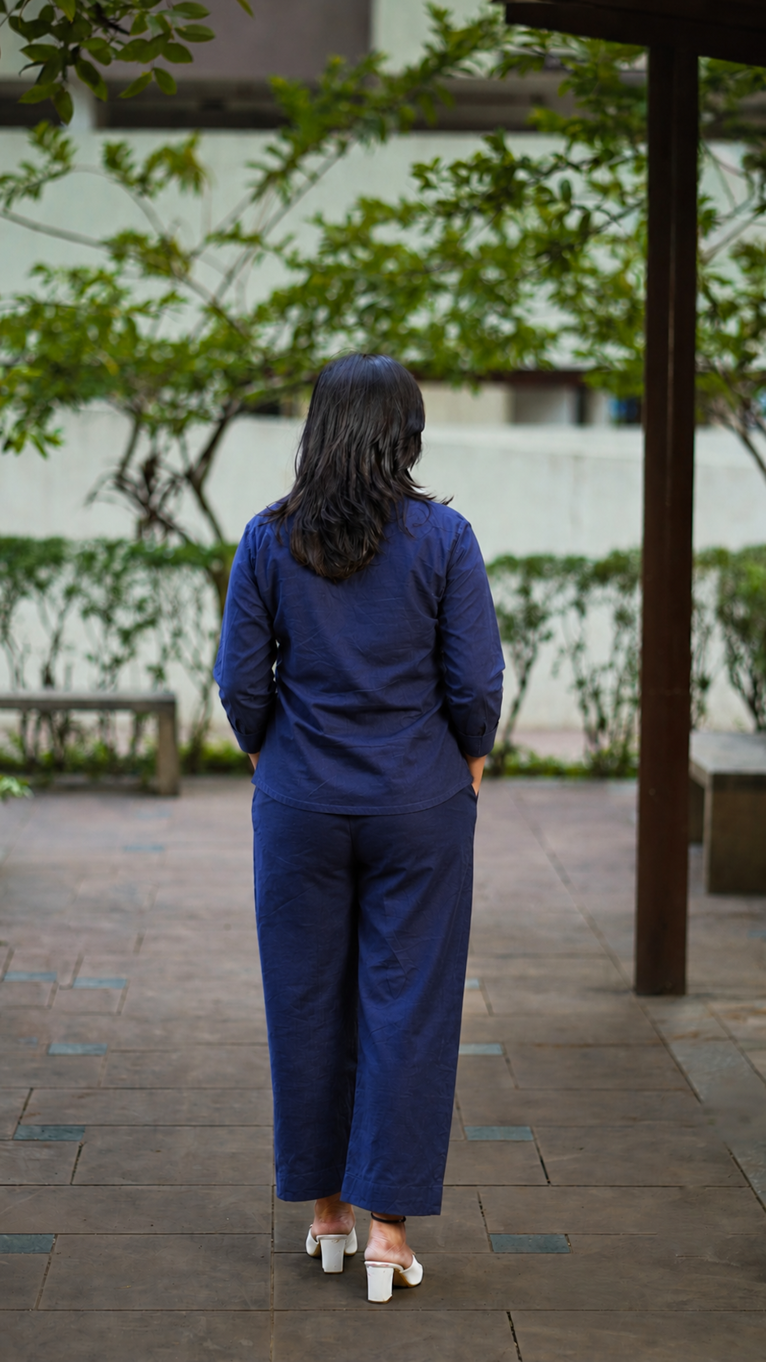 The Calm: Shirt Co-ord Set in Navy Blue