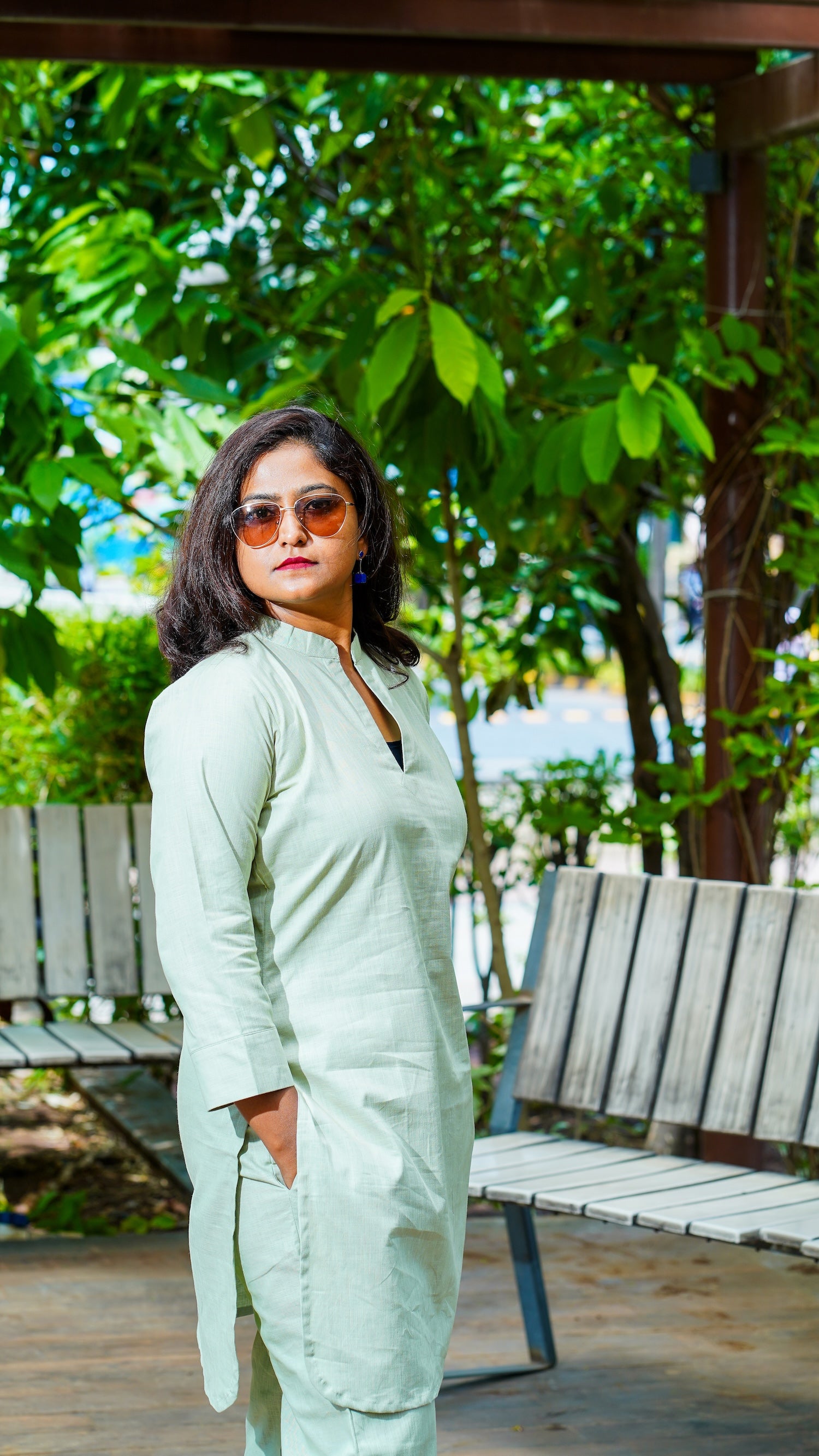 Cherry Blossom: Kurta in Matcha Green