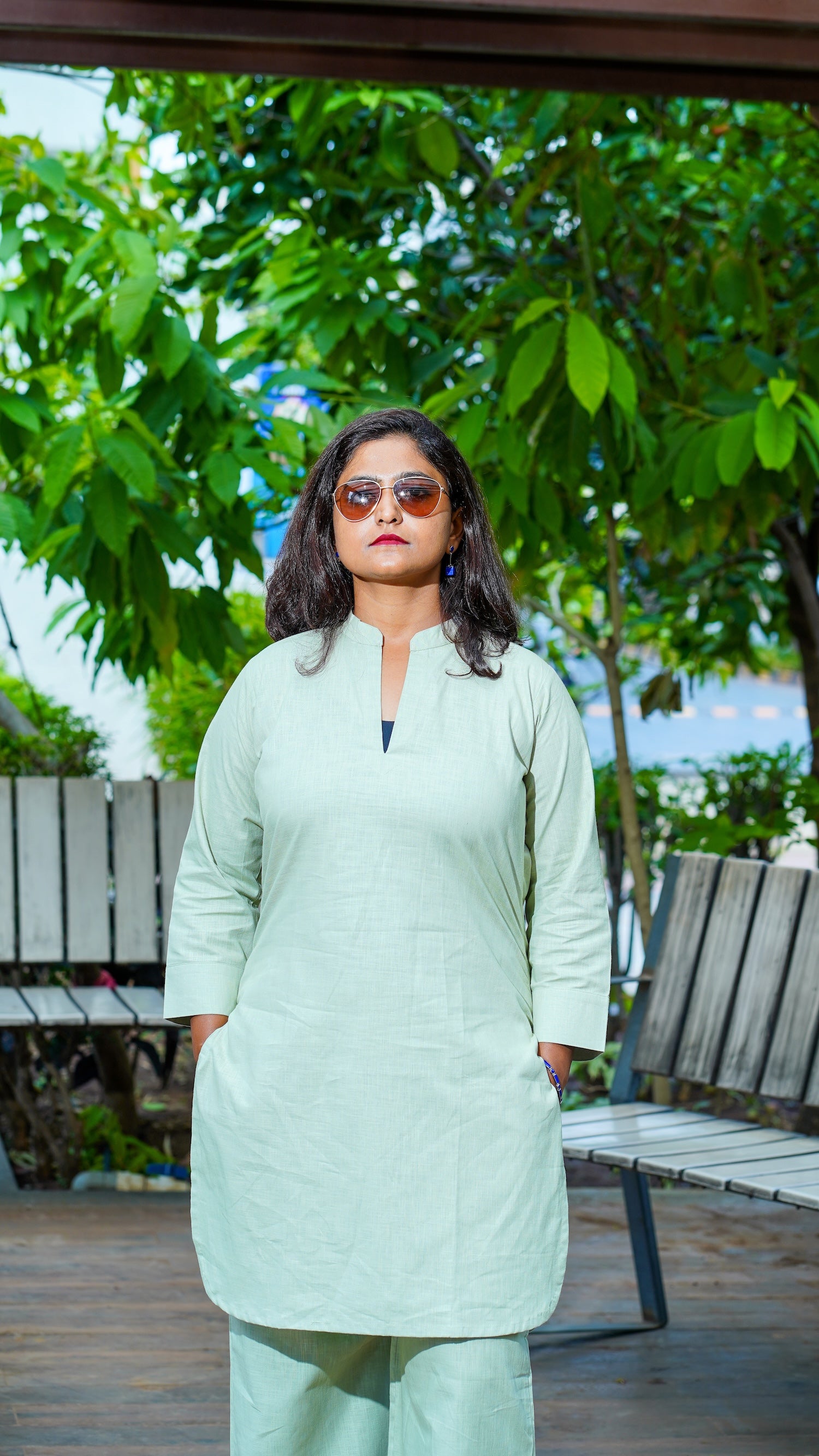 Cherry Blossom: Kurta in Matcha Green