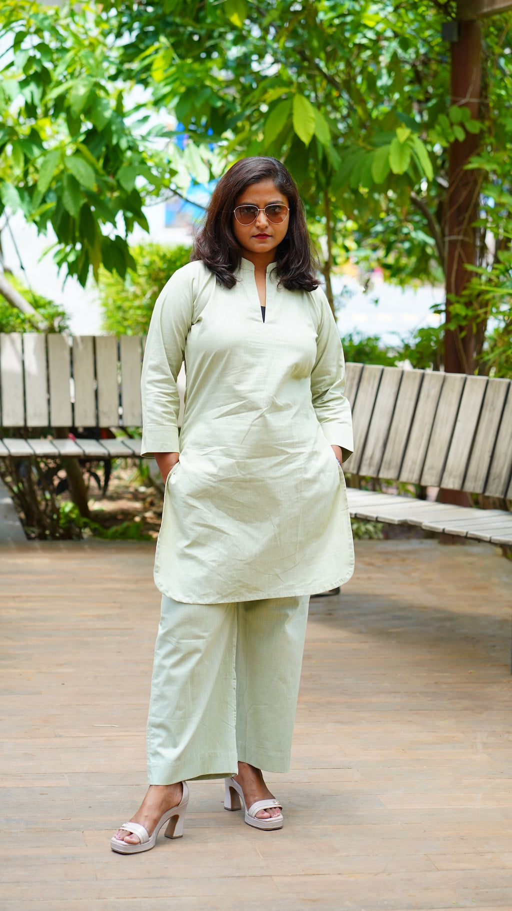 Cherry Blossom: Co-ord Set in Matcha Green