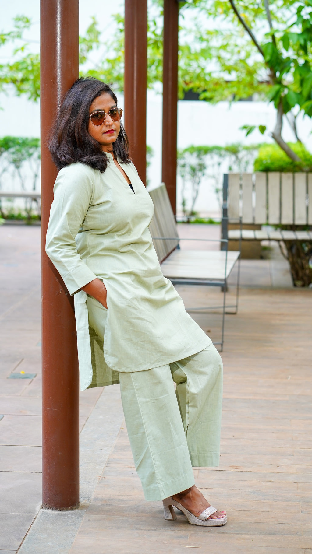 Cherry Blossom: Co-ord Set in Matcha Green