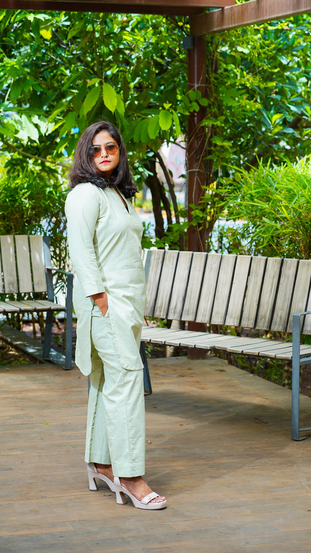 Cherry Blossom: Co-ord Set in Matcha Green