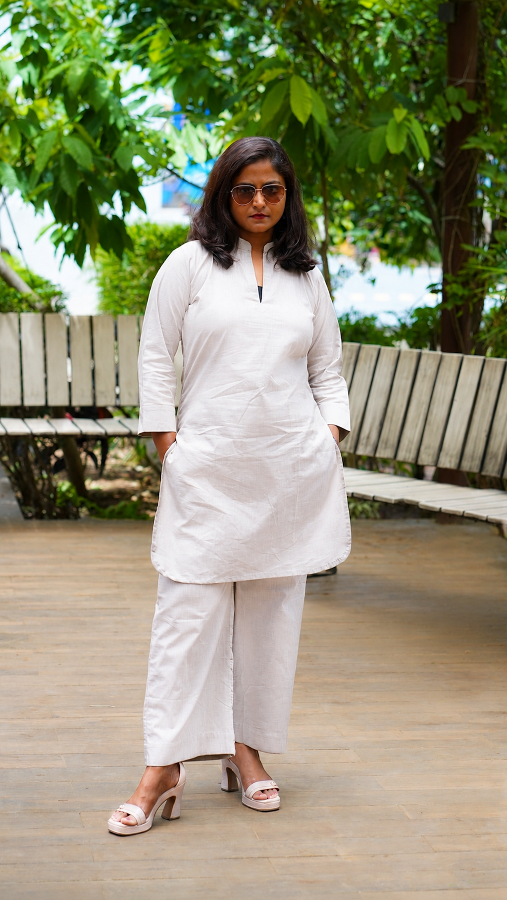 Cherry Blossom: Co-ord Set in Light Grey