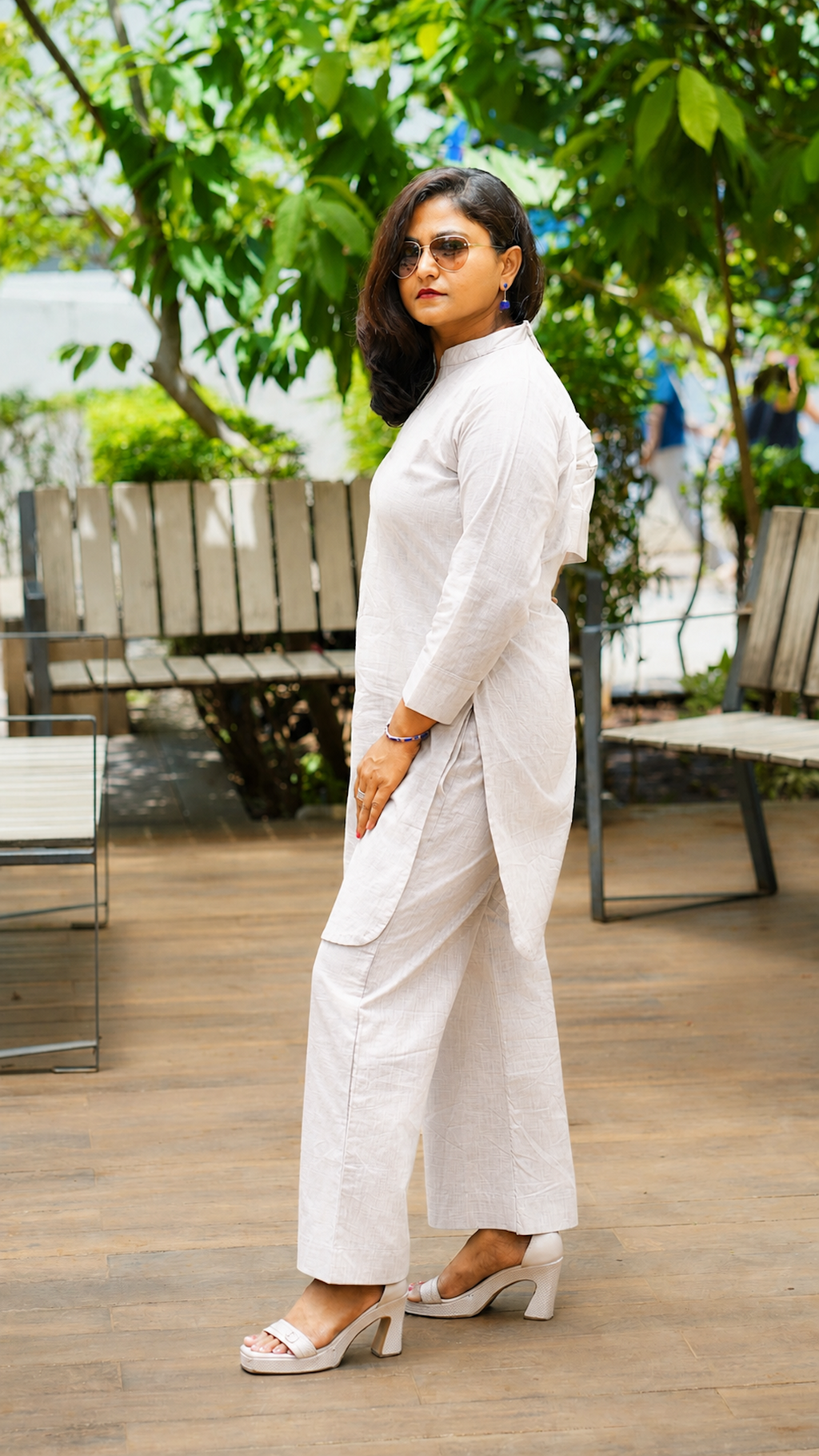 Cherry Blossom: Co-ord Set in Light Grey