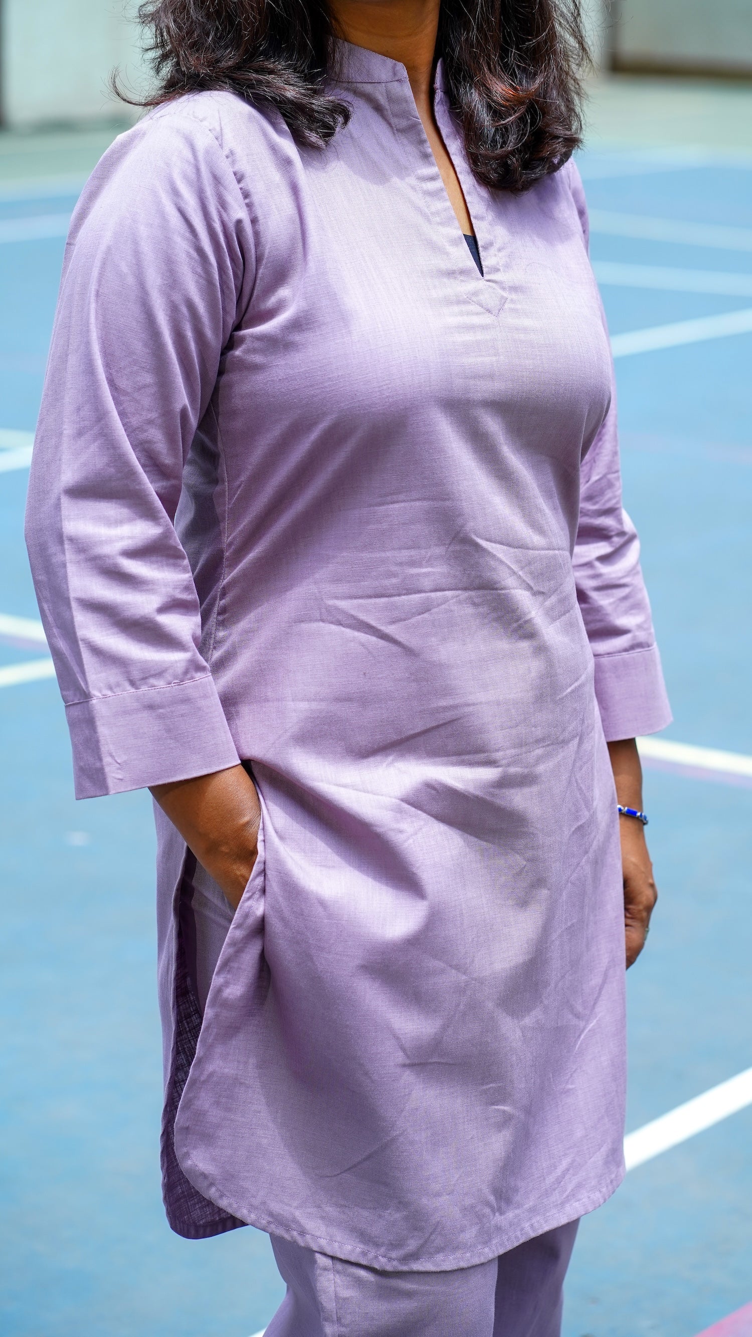 Cherry Blossom: Kurta in Dark Lavender