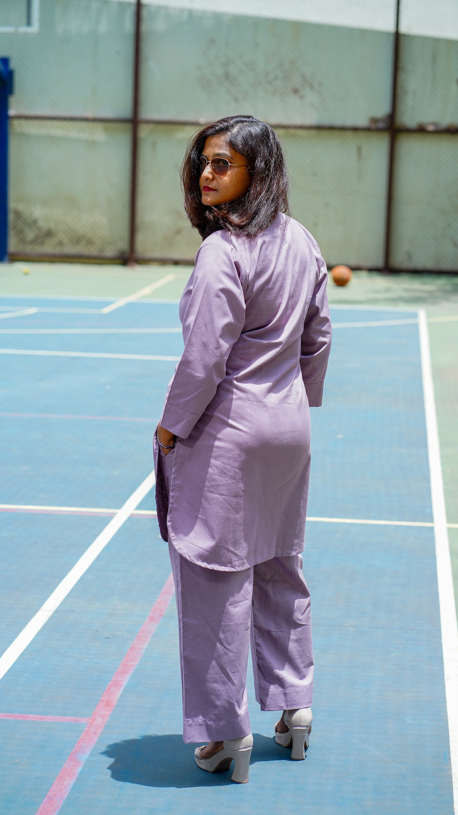 Cherry Blossom: Co-ord Set in Dark Lavender