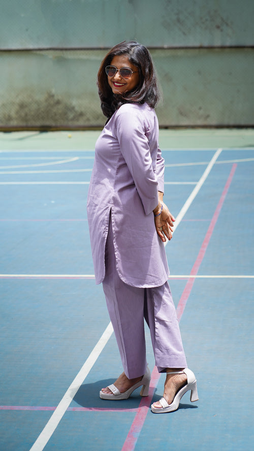 Cherry Blossom: Co-ord Set in Dark Lavender