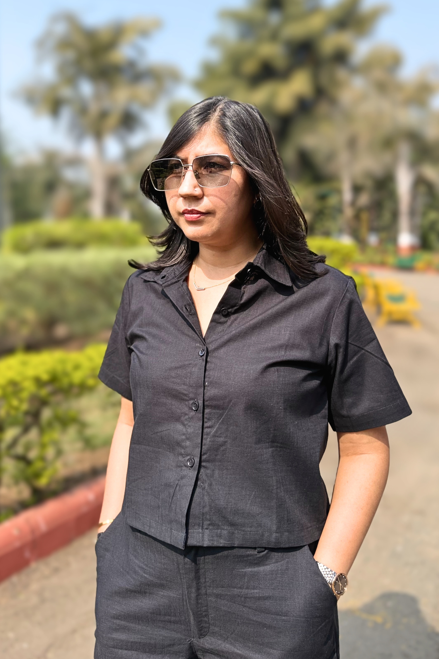 The Calm: Shirt Co-ord Set in Black