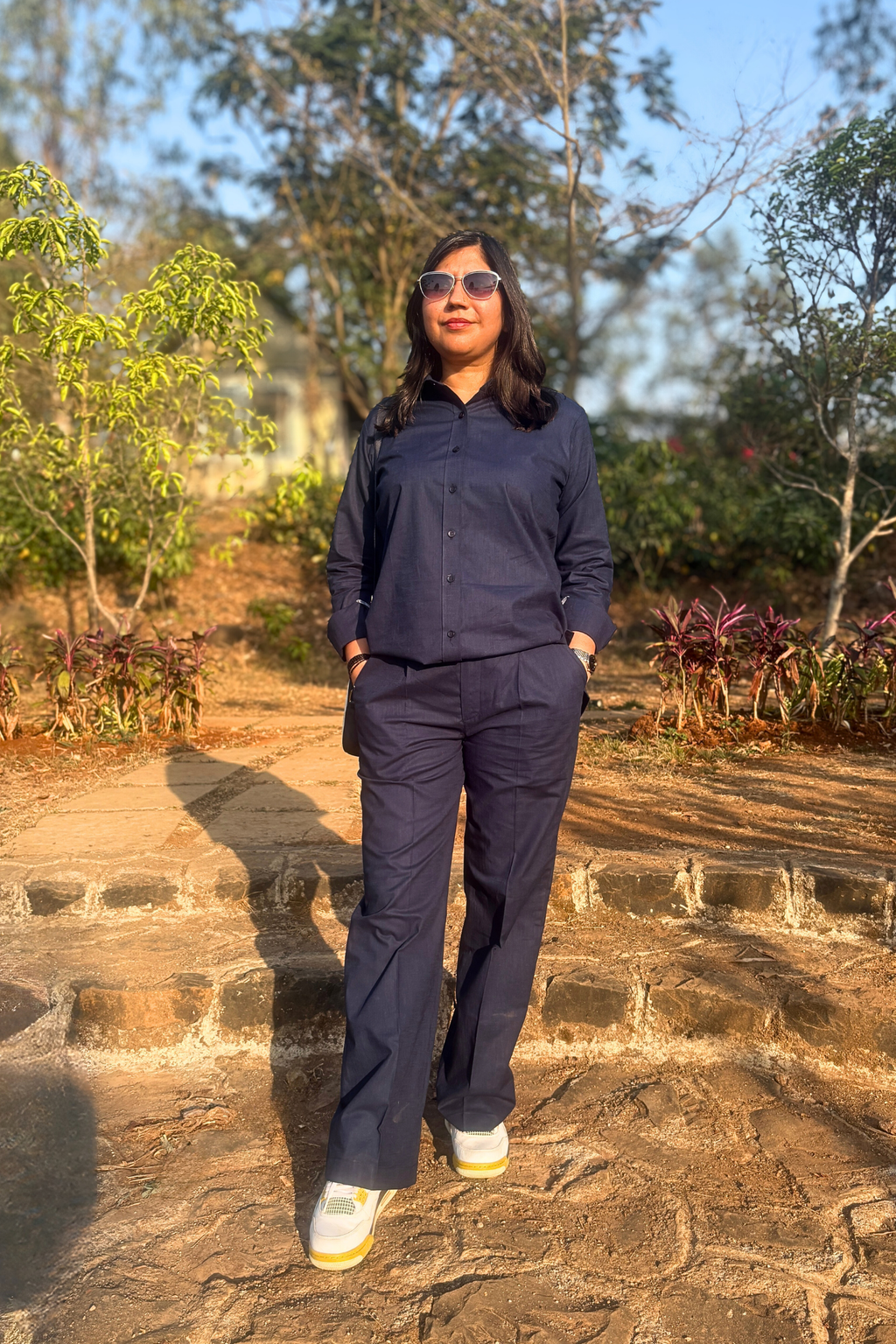 The Calm: Full Sleeves Shirt in Navy Blue