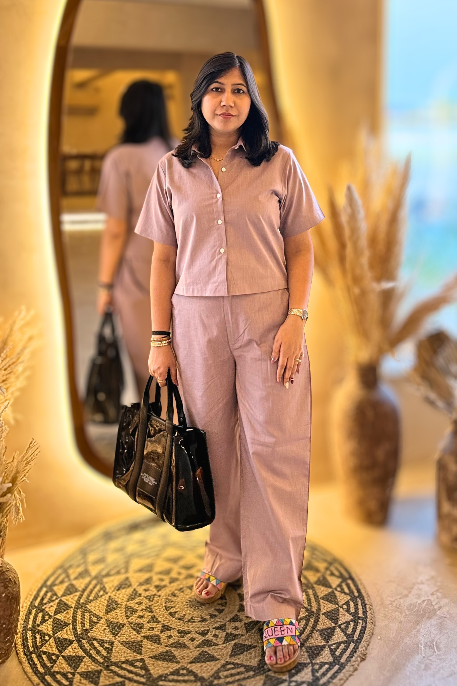 The Calm: Shirt Co-ord Set in Lavender