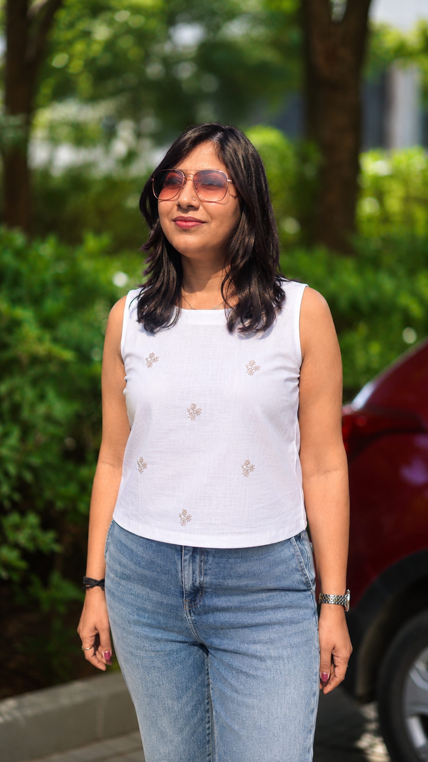 Sundance: Embroidered Top in White and Beige